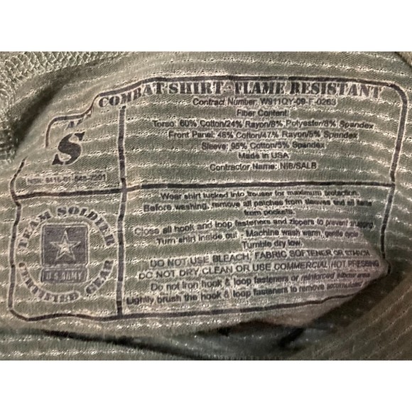 U.S. Army Combat Shirt - Desert Camo Flame Resistant Long-Sleeve SIZE Small ACS - Picture 7 of 7